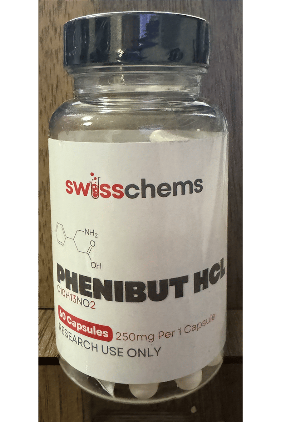 SwissChems Phenibut HCL,  250 mg 60 capsules (15 grams) Orj Usa Firma Ürünü.52.