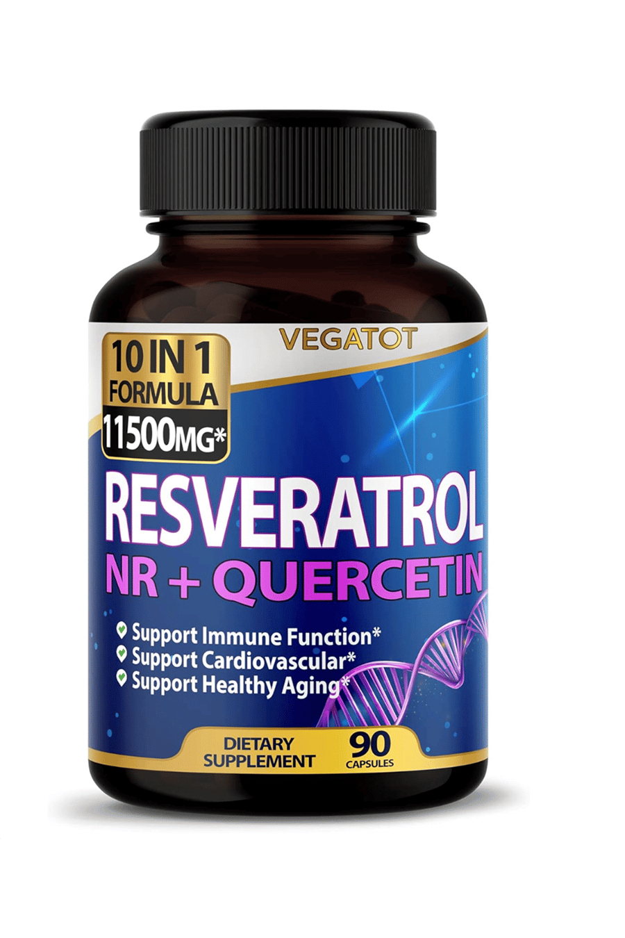 VEGATOT  High Strength Resveratrol  NAD 11,500MG with Quercetin Healthy Aging Immune Brain Boost Joint  90 Capsul.Usa Amazon Best Seller 43.
