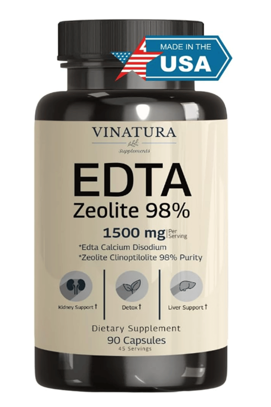 VINATURA EDTA Liver Support  Edta Calcium Disodium, Kale Extract  90 Capsul.Abd Menşei.52.