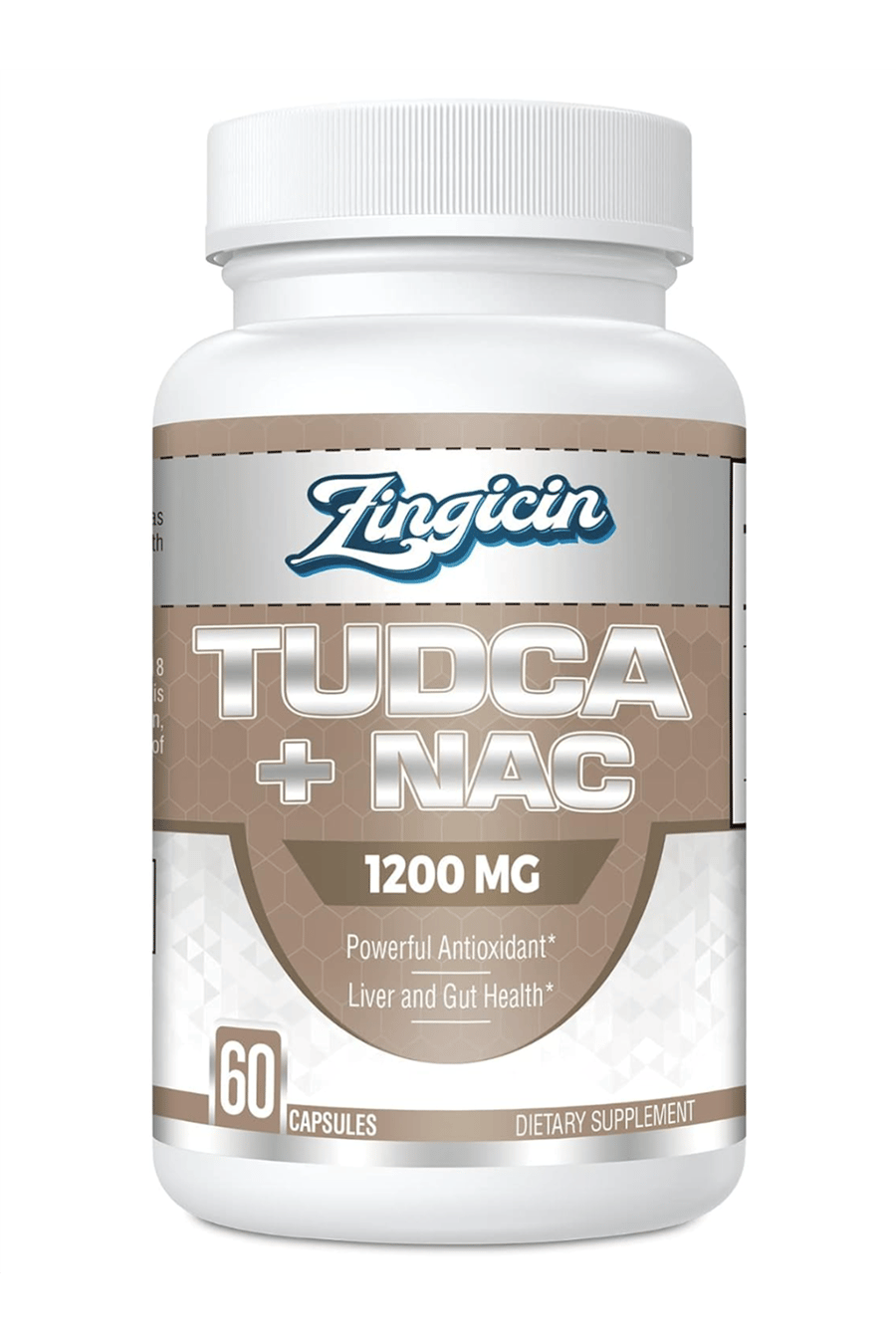 Zingicin TUDCA with N.A.C 1200mg - 60 Capsules,Powerful TUDCA Bile Salt Plus N-Acetyl-Cysteine.Usa Amazon Best Seller.50.
