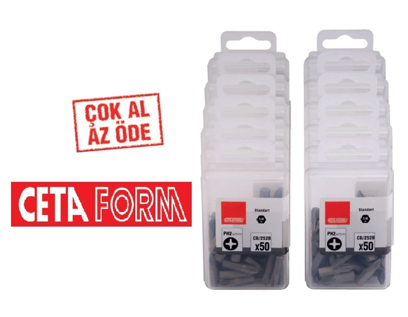Ceta Form 500 Parça 1/4'' Yıldız Bits Uç Toptan Paketi- CB/492 (PH2 x 50 mm)