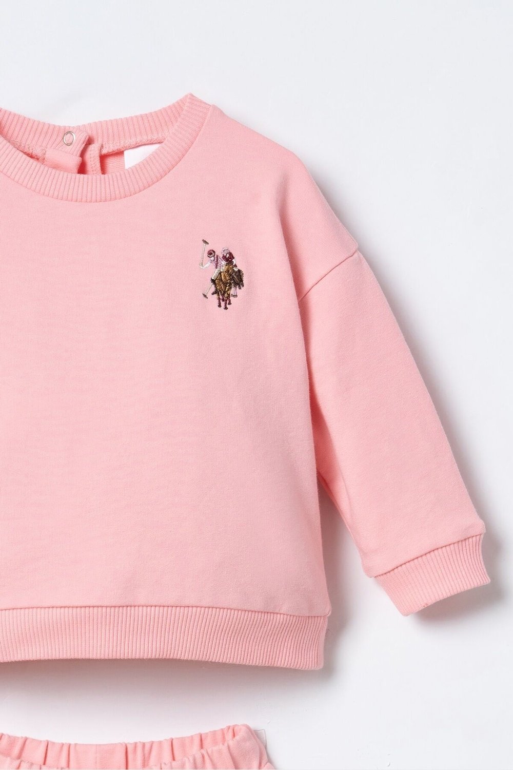 U.S. Polo Assn Kız Bebek Nakışlı Uzun Kol 2 li Takım Somon