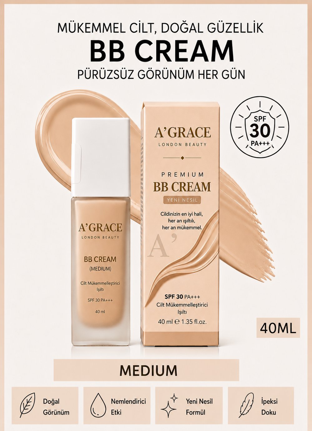 A'Grace BB Cream Medium 40 ml