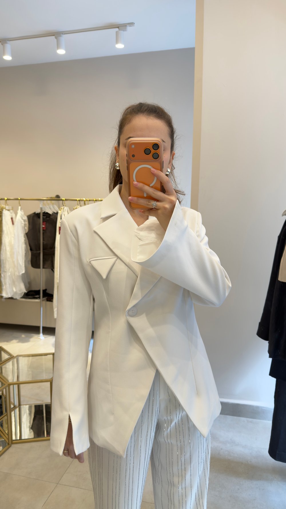 BEYAZ KRUVAZE  BLAZER CEKET