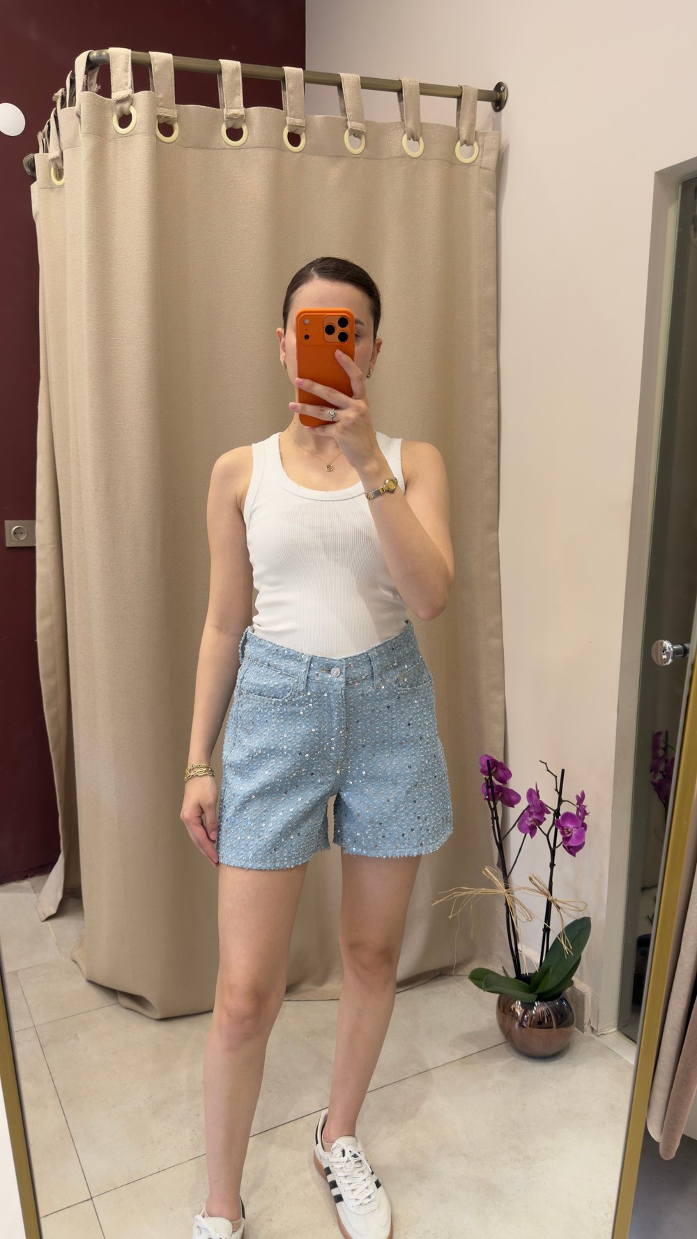PULLU DENIM ŞORT