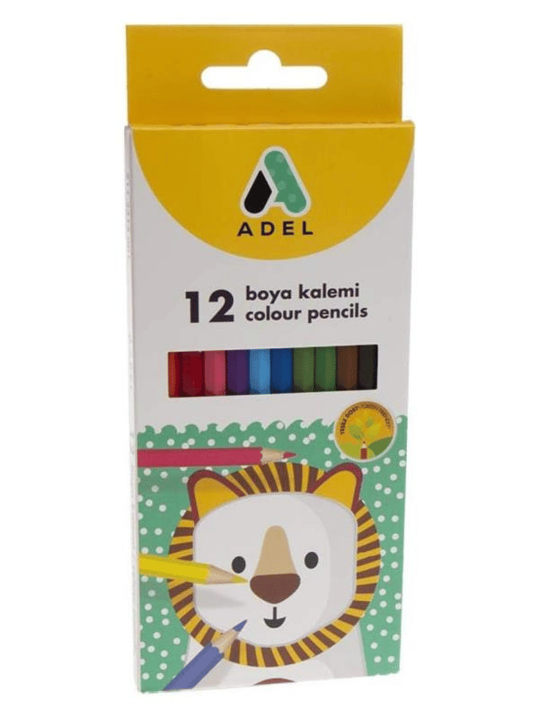 Adel 12 Renkli Tam Boy Karton Kutu Boya Kalemi