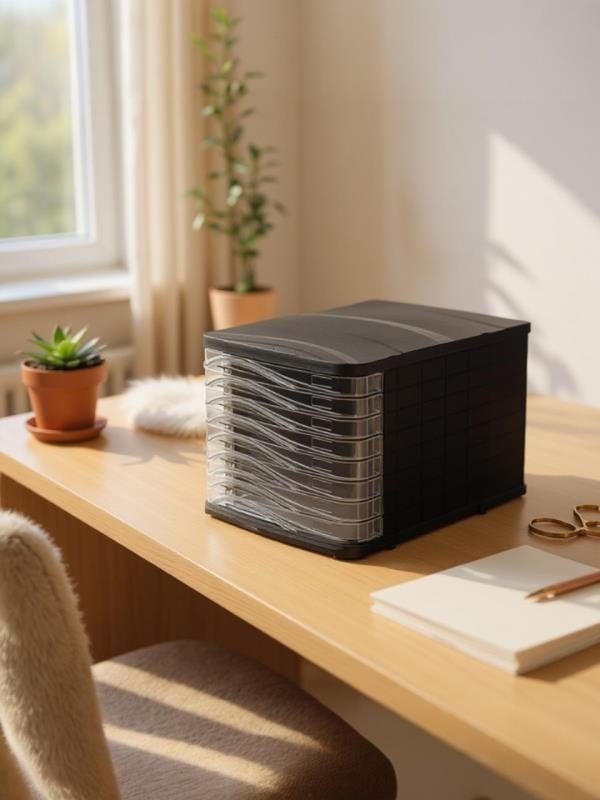 Ark Evrak Rafı Çekmeceli Plastik 8'li Siyah ARK-4448