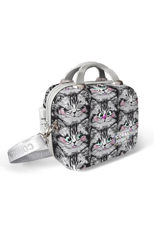 Coral High Kedi Desenli Omuz Askılı PC Makyaj Çantası 16899