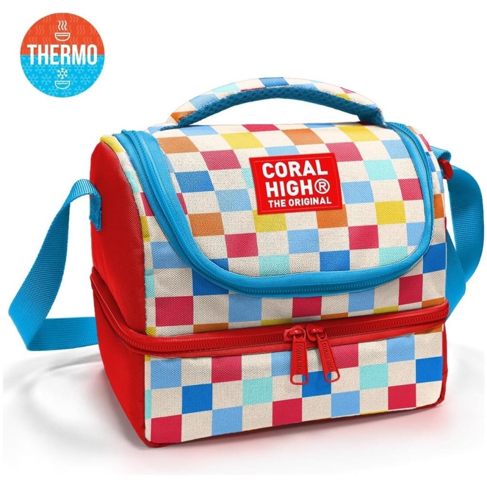 Coral High Kids Çok Renkli Dama Desenli Thermo İki Katlı Beslenme Çantası 37205