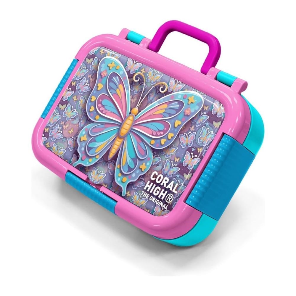 Coral High Kids Pastel Renkli Kelebek Desenli Paslanmaz Çelik Beslenme Kabı 39106