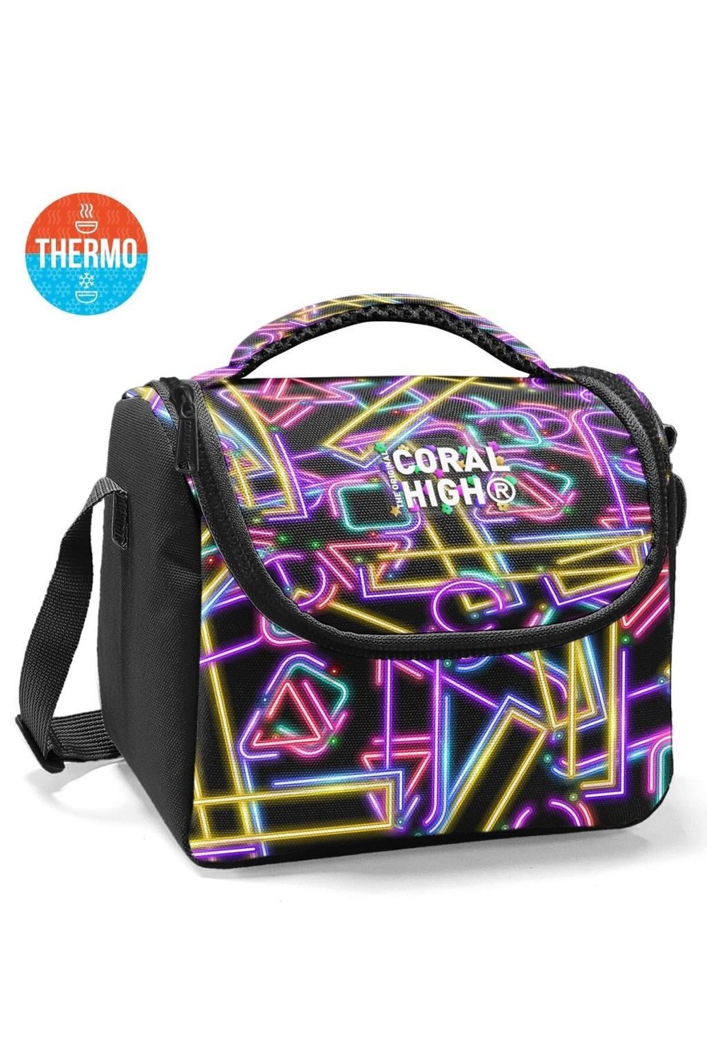 Coral High Kids Siyah Renkli Neon Desenli Thermo Beslenme Çantası 37148