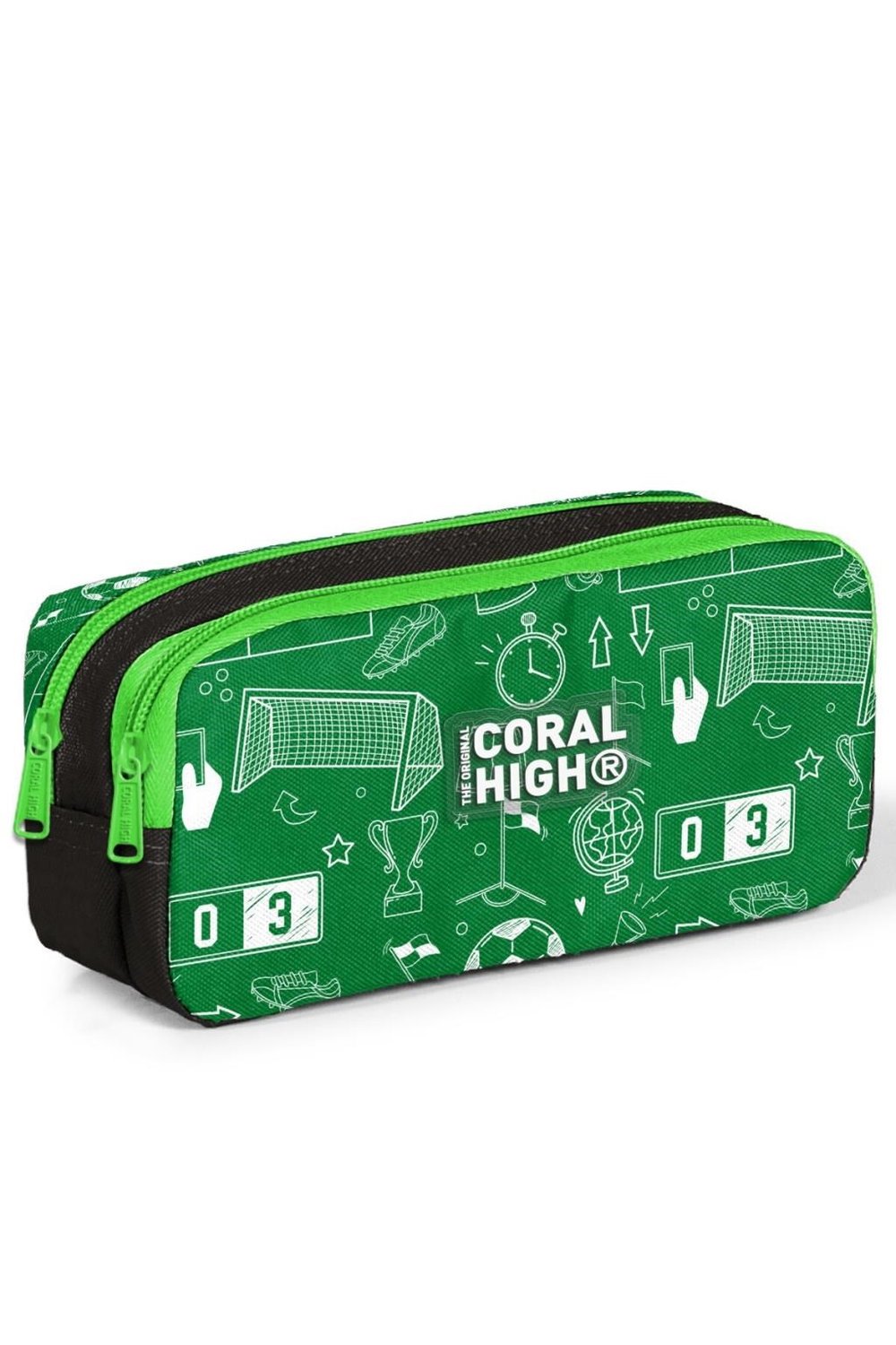 Coral High Kids Yeşil Futbol Desenli İki Bölmeli Kalem Çantası 31047