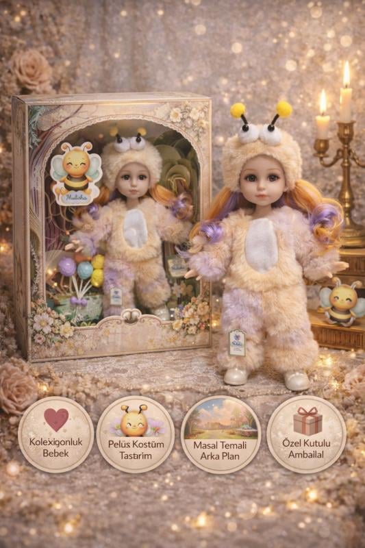 CTOY Kostümlü Oyuncak Bebek Seti – Peluş Arı Kostümlü Koleksiyonluk Bebek (CTOY-QJ183D)
