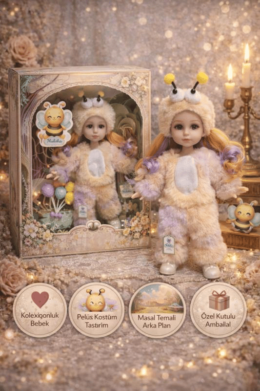 CTOY Kostümlü Oyuncak Bebek Seti – Peluş Arı Kostümlü Koleksiyonluk Bebek (CTOY-QJ183D)