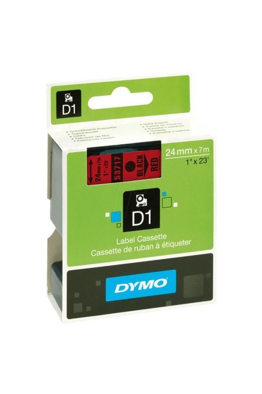 Dymo S0720970, D1 Yedek Şerit (24 mm x 7 mt), Kırmızı/Siyah (53717)