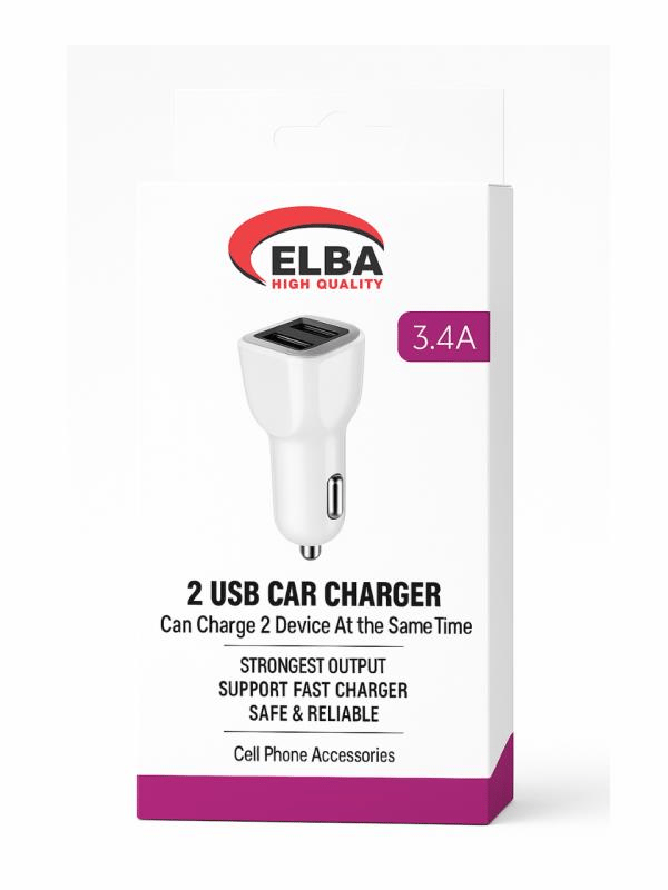 ELBA 2 USB Araç Şarj Cihazı – 3.4A Hızlı Şarj Gücü ELB28-AR3P 3.4A