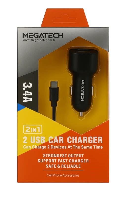Elba ELB29 MEGATECH 2 in 1 USB Araç Şarj Cihazı – 3.4A Çift USB Hızlı Şarj