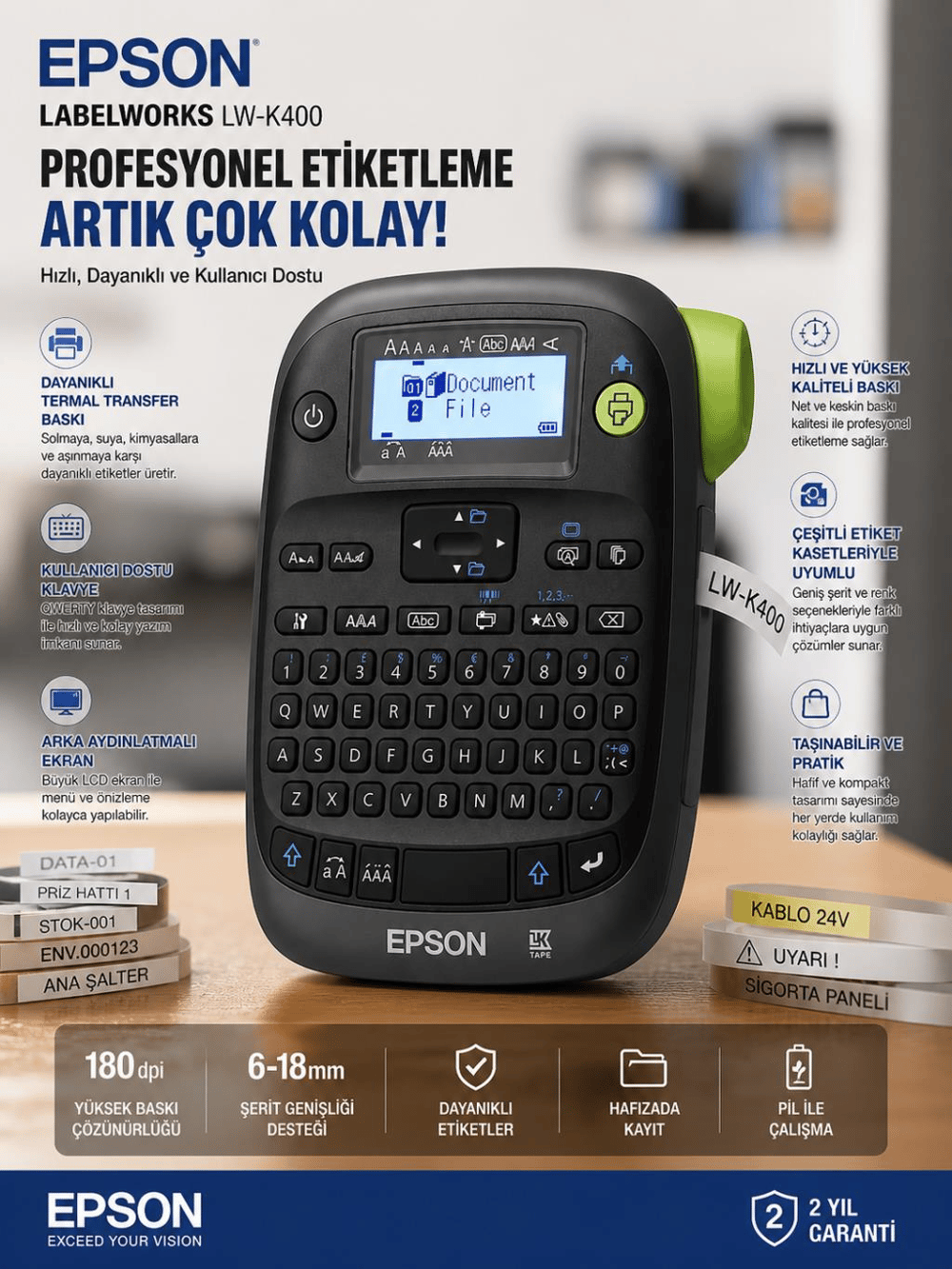 Epson LabelWorks LW-K400 Termal Transfer Etiket Yazıcı
