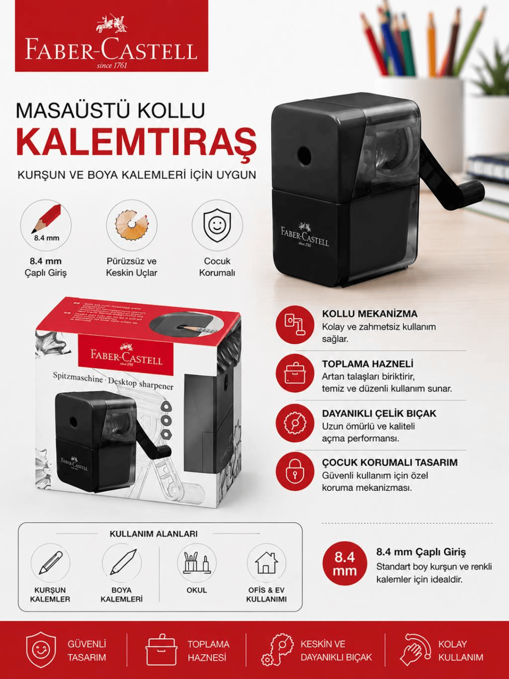 Faber Castell Basic Masa Üstü Kalemtraş - Siyah 