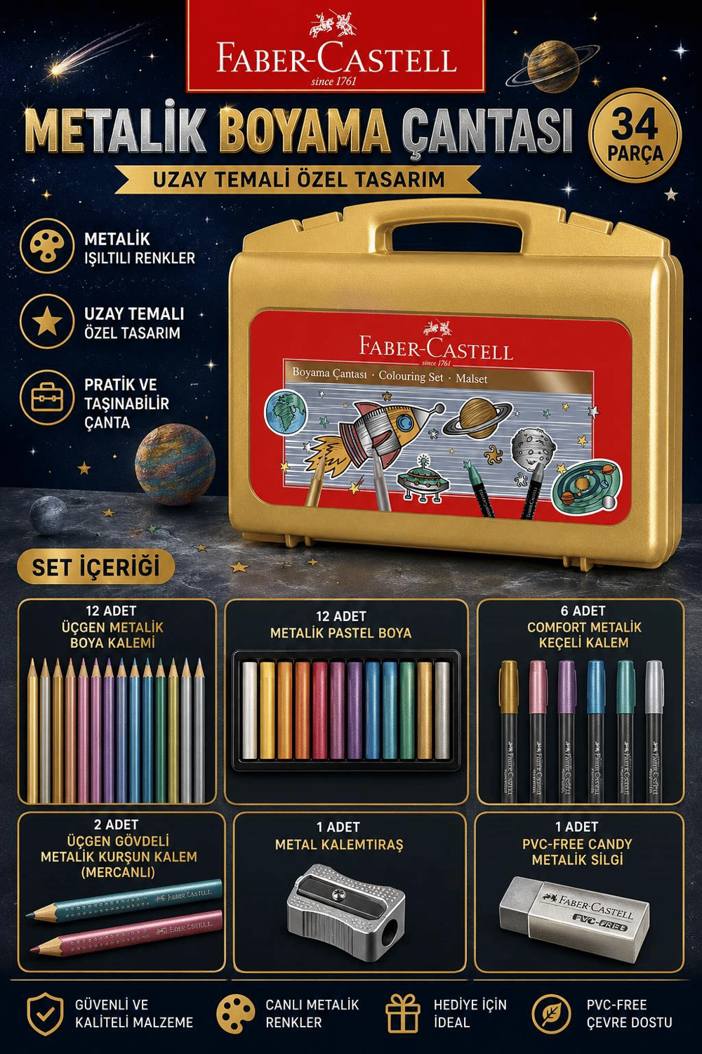Faber Castell Metalik Boyama Çantası