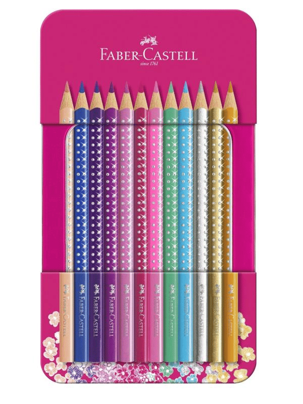 Faber-Castell Parlak Renkler Metal Kutu Pembe 12 renk