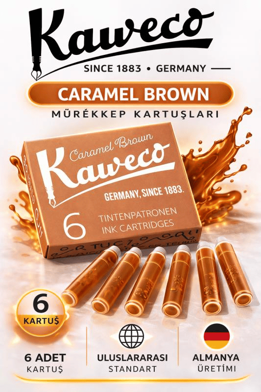 Kaweco Dolma Kalem Karamel Kahverengi Mürekkep Kartuşu 6’lı Paket – Uluslararası Standart