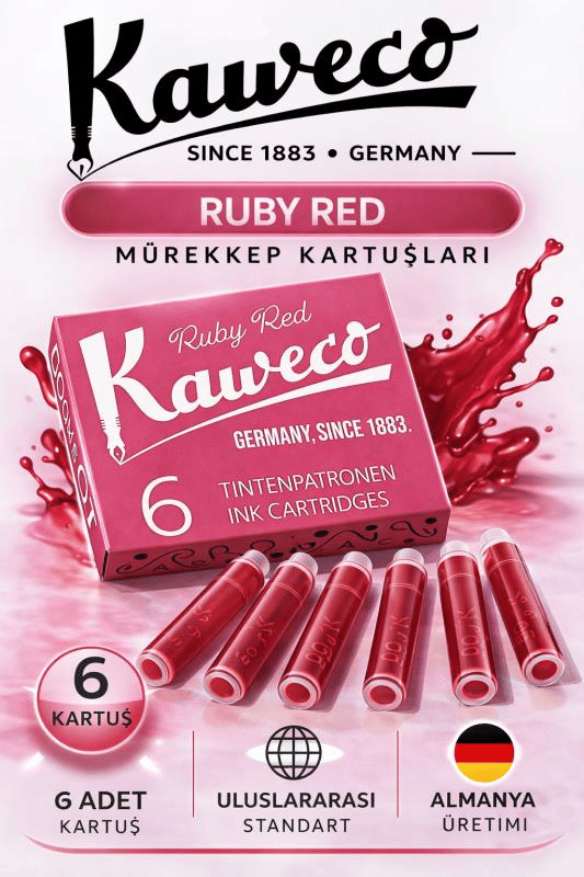 Kaweco Dolma Kalem Kırmızı Mürekkep Kartuşu 6’lı Paket – Uluslararası Standart