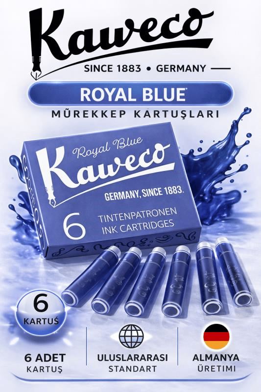 Kaweco Dolma Kalem Mavi Mürekkep Kartuşu 6’lı Paket – Uluslararası Standart