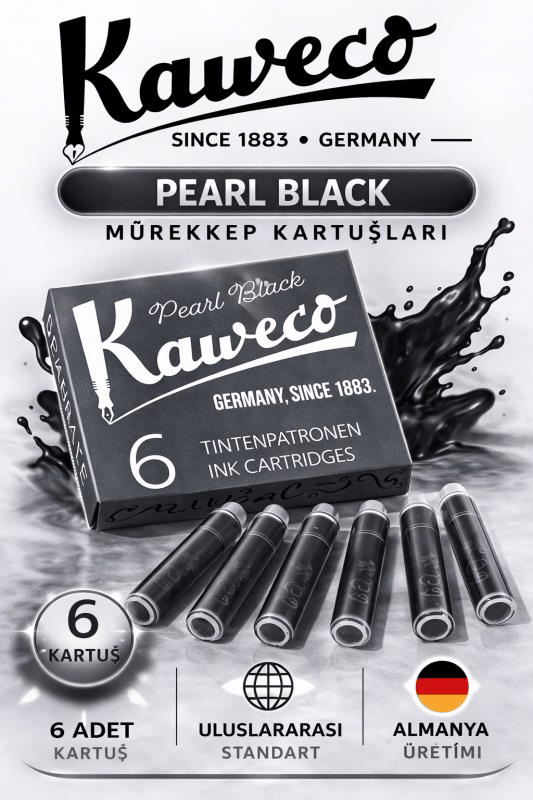 Kaweco Dolma Kalem Siyah Mürekkep Kartuşu 6’lı Paket – Uluslararası Standart