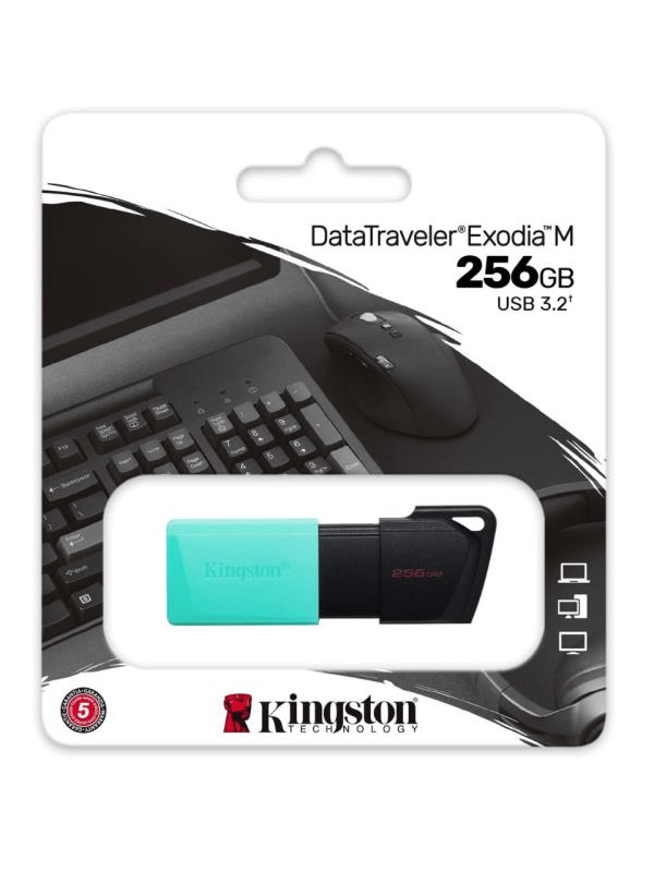 Kingston DTXM/256GB 256GB USB3.2 Gen1 DataTraveler Exodia M (Black + Teal) Flash Bellek