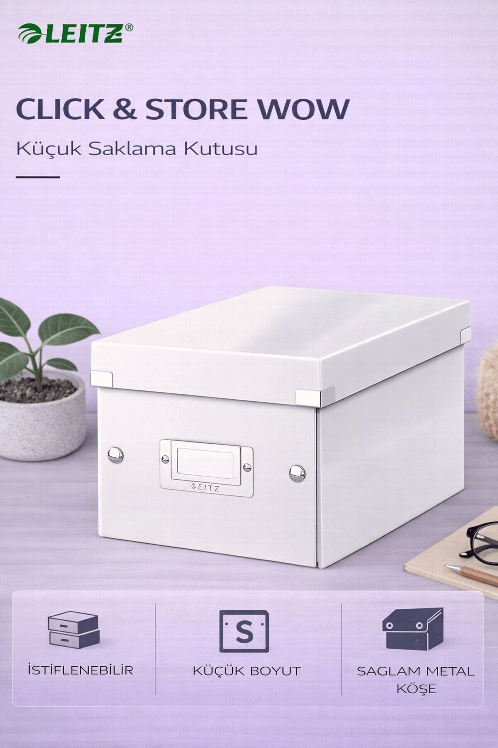 Leitz Click & Store WOW Küçük Saklama Kutusu Metalik Beyaz - KOD:60430001