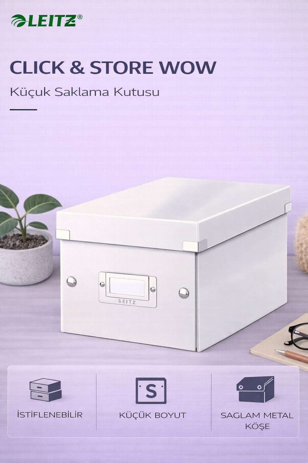 Leitz Click & Store WOW Küçük Saklama Kutusu Metalik Beyaz - KOD:60430001