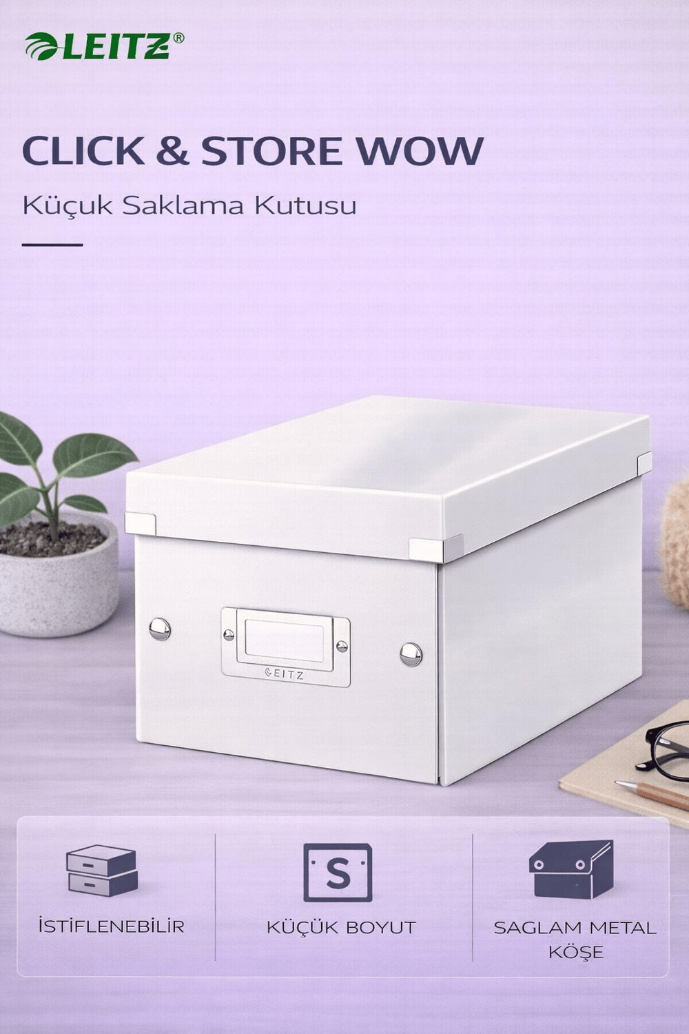 Leitz Click & Store WOW Küçük Saklama Kutusu Metalik Beyaz - KOD:60430001
