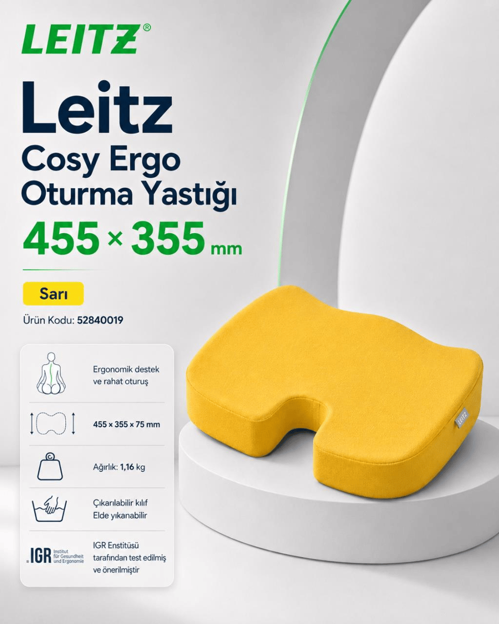 Leitz Cosy Ergo Oturma Yastığı - SARI - KOD:52840019