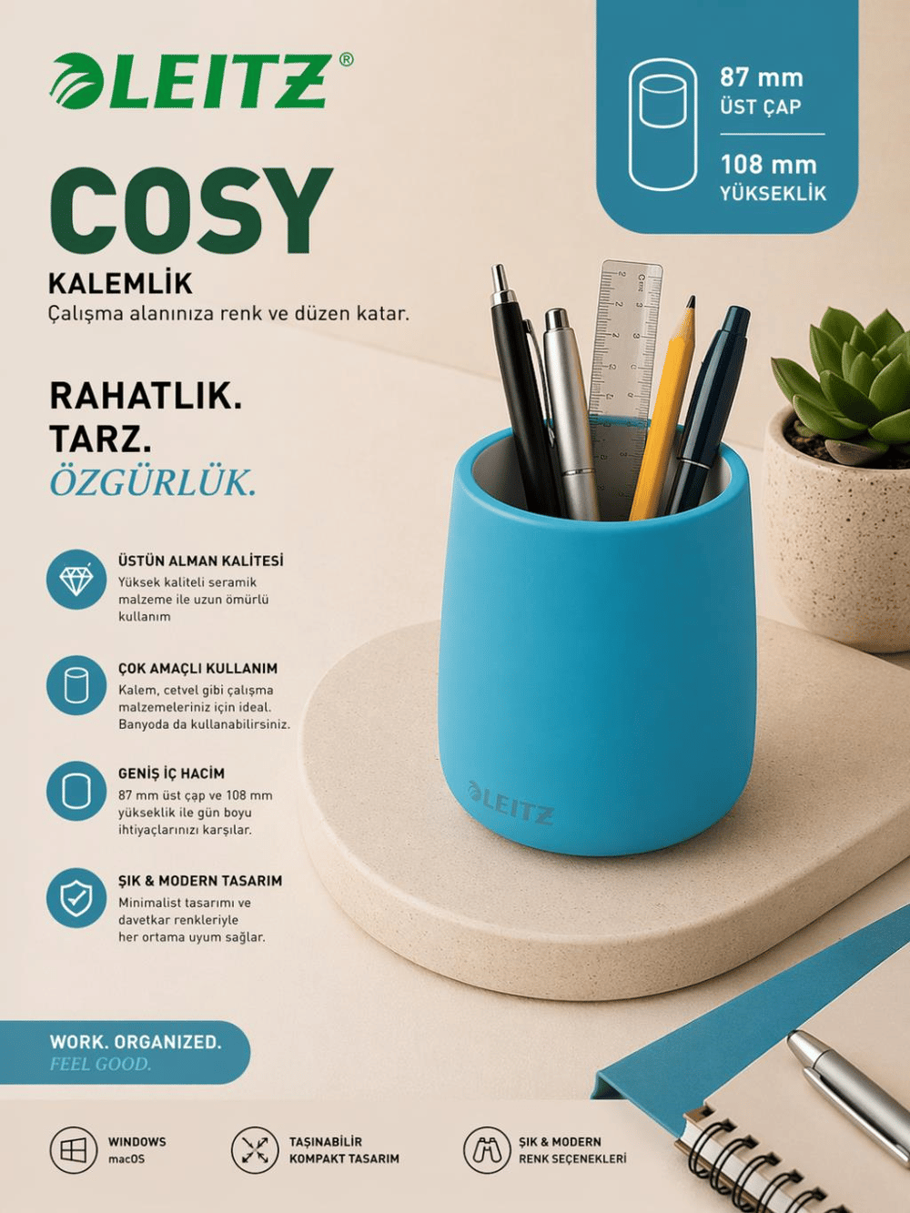 Leitz Cosy Kalemlik, Mavi - KOD:53290061
