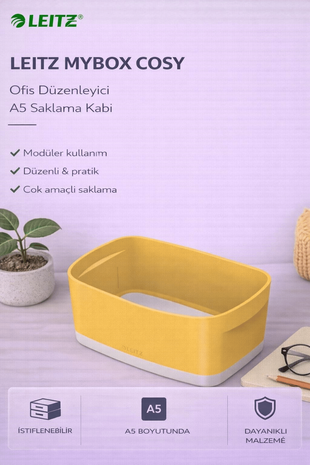 Leitz Mybox Cosy Ofis Düzenleyici A5 Saklama Kabı - Sarı