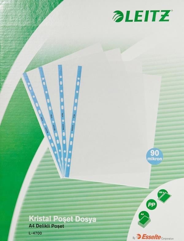 Leitz - Poşet Dosya Kristal 90 Mik, (100 Adet) L-4700