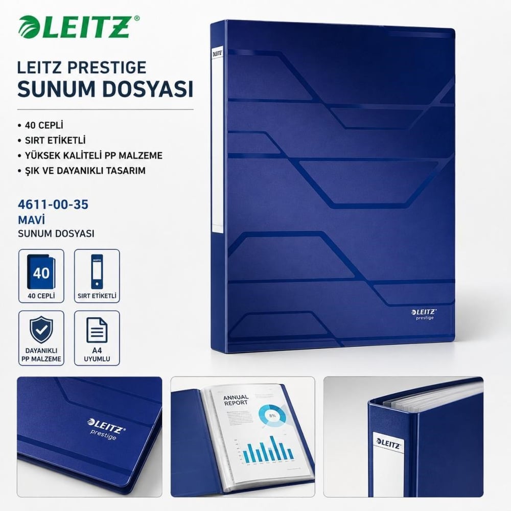 Leitz  Sunum Dosyası 4611-00-35 Mavi 40 Sayfa 