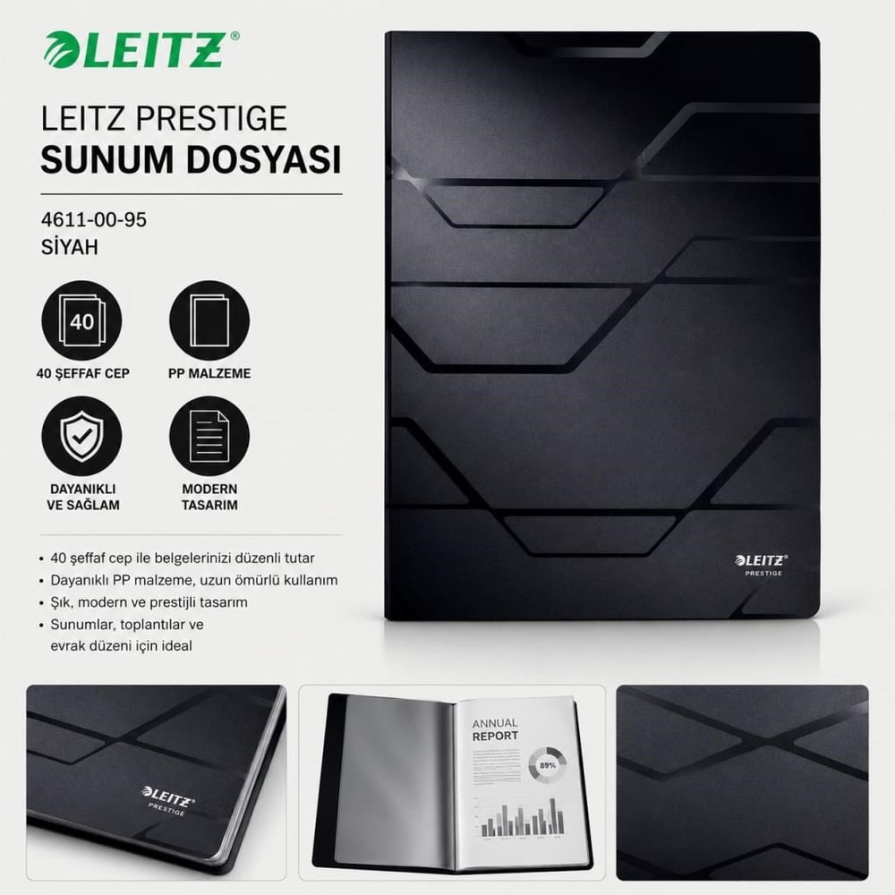 Letiz Sunum Dosyası 4611-00-95 Siyah 40 Sayfa 