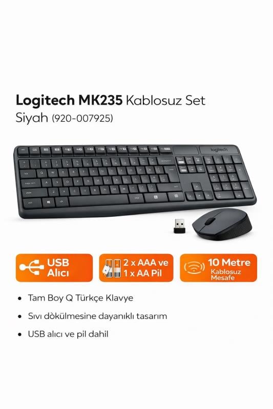 Logitech 920-007925 MK235 Kablosuz Klavye Mouse Set 