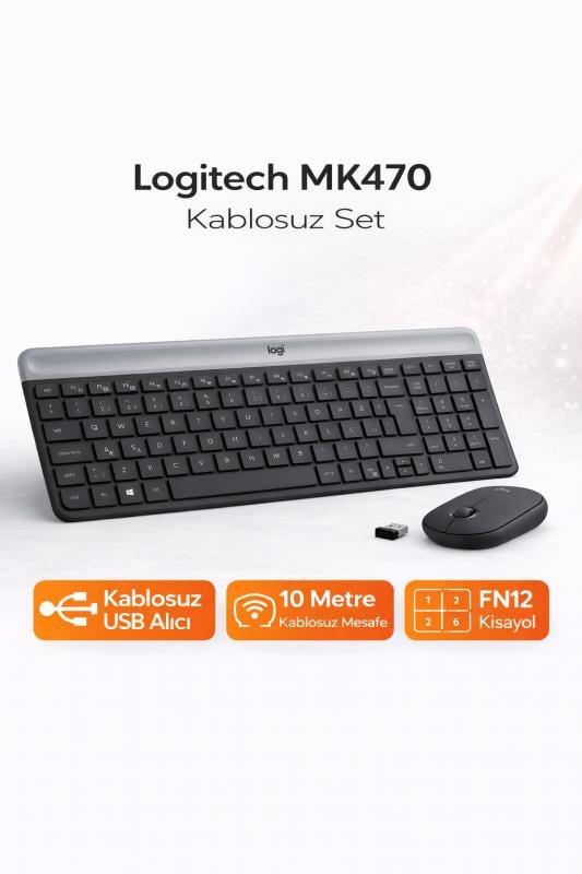 Logitech 920-009435 MK470 Siyah Kablosuz Klavye Mouse Seti