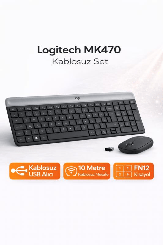 Logitech 920-009435 MK470 Siyah Kablosuz Klavye Mouse Seti