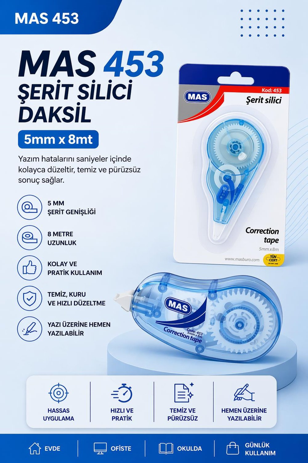 MAS 453 Şerit Silici Daksil 5 mm x 8 m