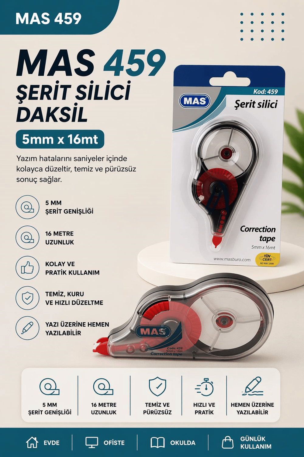MAS 459 Şerit Silici Daksil 5 mm x 16 m