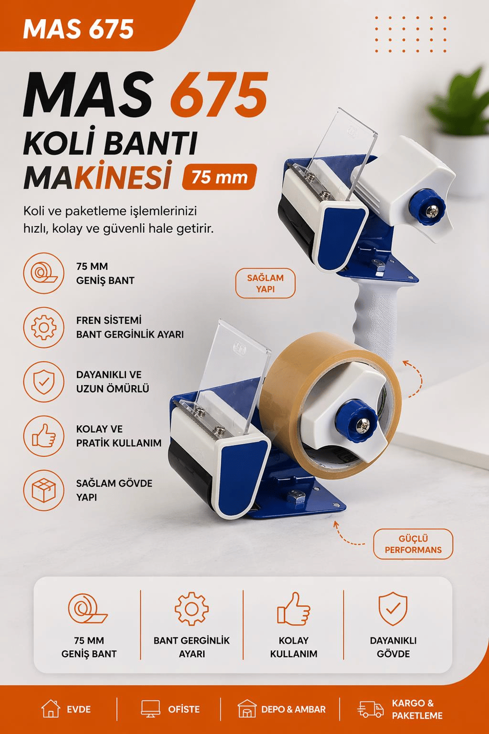 MAS 675 Koli Bandı Makinesi 75 mm