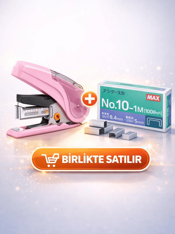 MAX SAKURI KİDS HD-10NLCK Pembe Mini Zımba Makinesi + Zımba Teli (20 Sayfaya Kadar)
