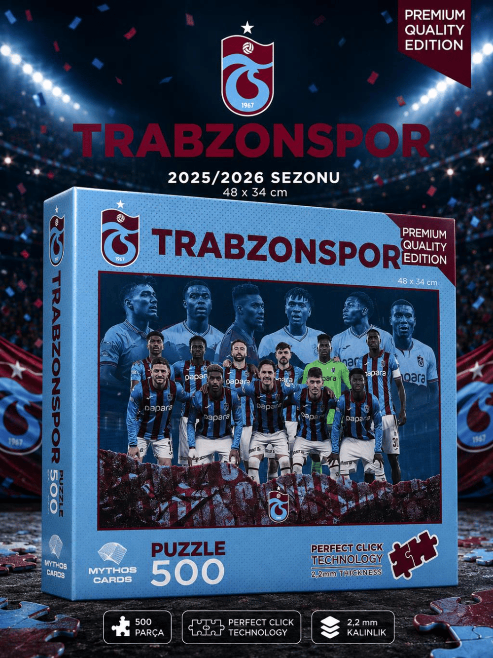 Mythos 500 Parça Puzzle Trabzonspor 2025/2026 Sezonu 48 x 34 cm | Resmi Lisanslı