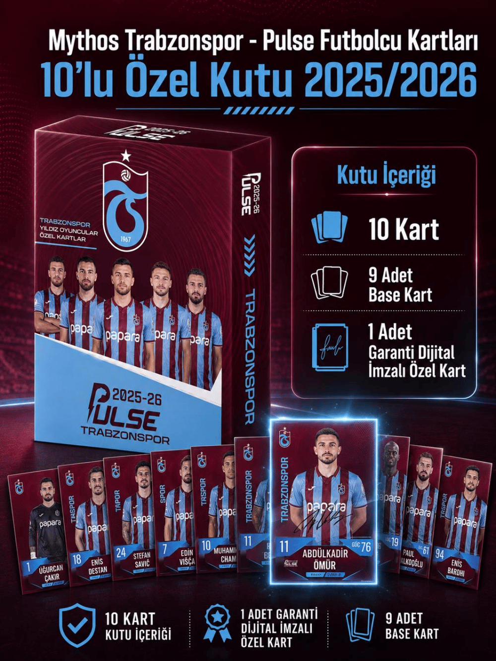 Mythos Pulse Trabzonspor Futbolcu Kartları 10'lu Özel Kutu 2025/2026 | Resmi Lisanslı