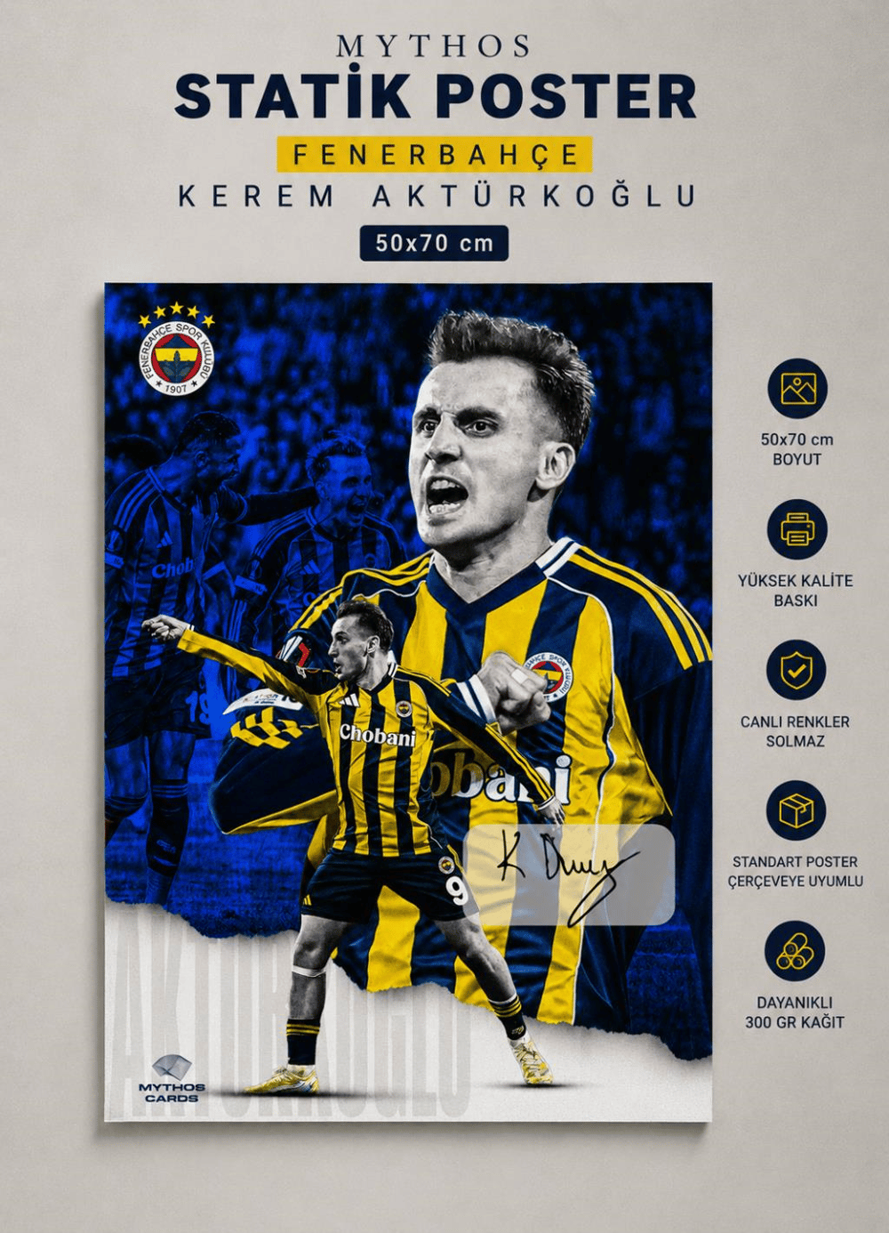 MYTHOS Statik Poster Fenerbahçe Kerem Aktürkoğlu 50x70 cm
