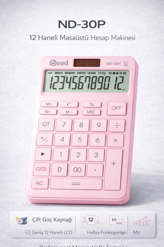 Need Nd-30P Pastel Pembe Hesap Makinesi